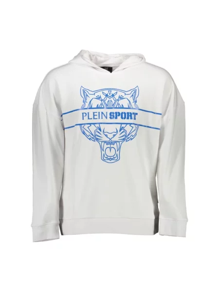 Bluza z kapturem Plein Sport z kapturem z długim rękawem biała