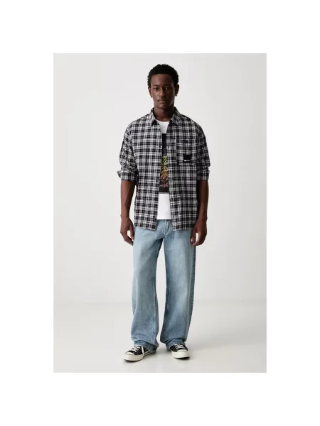 Koszula Karl Lagerfeld Jeans Reg Check Shirt Black/ White/ Yd/ Check L czarna
