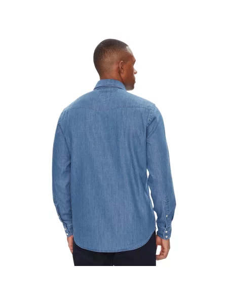 Ușor cămașă din denim Tommy Hilfiger albastru