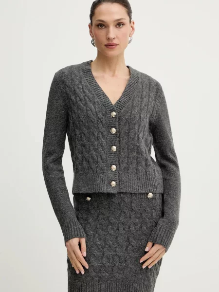 Morgan rochie din amestec de lână mini mulată RMGREY gri