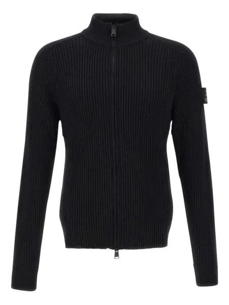 Dzianinowy kardigan Premiata prążkowany czarny