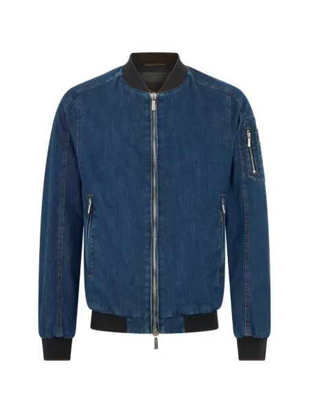 Оребрен дънково яке Moorer синьо