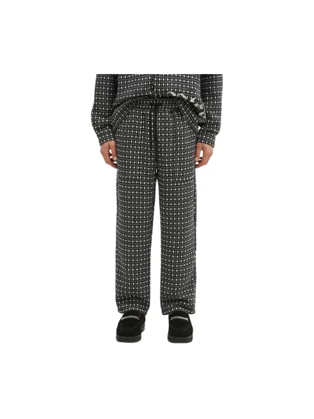 PLEASURES spodnie z domieszką wełny Cross Easy Pants proste szary