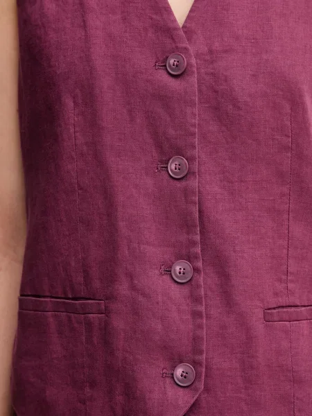 Лляний жилет United Colors of Benetton однобортний бежевий