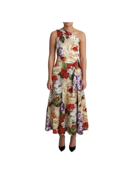 Sukienka Dolce And Gabbana w kwiatki beżowa