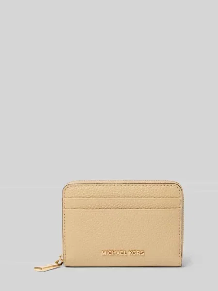 Portfel z prawdziwej skóry Model Jet Set' Michael Michael Kors beżowy