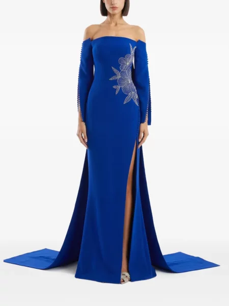 Rochie Gattinolli By Marwan cu broderie cu model floral albastru