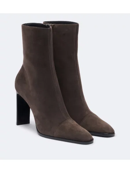 Cizme scurte Saint Laurent din piele de căprioară maro