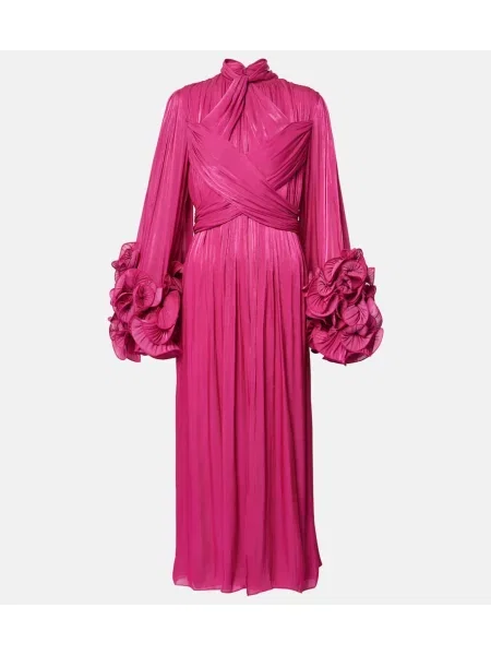 Sukienka midi Costarellos z falbankami do kolan garniturowa różowa