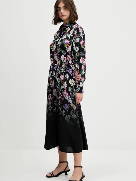 Сукня Desigual CAMISERO ACRIL midi пряма чорний