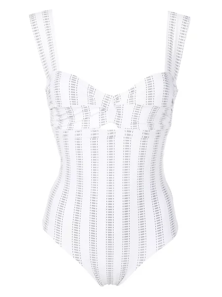 Strój kąpielowy Amir Slama w paski z nadrukiem biały