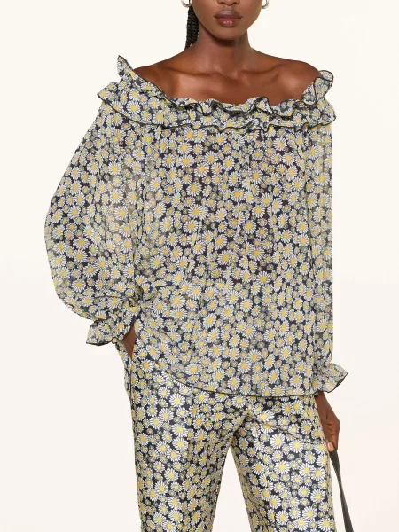 Sem Per Lei Bluzka Z Odkrytymi Ramionami blau biała