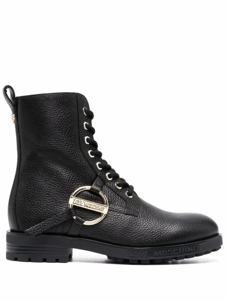 Botine Love Moschino cu șireturi din dantelă negru