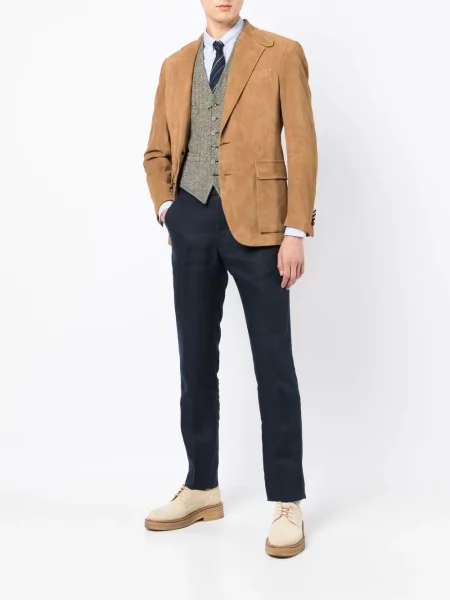 Lniana haftowana koszula Polo Ralph Lauren niebieska