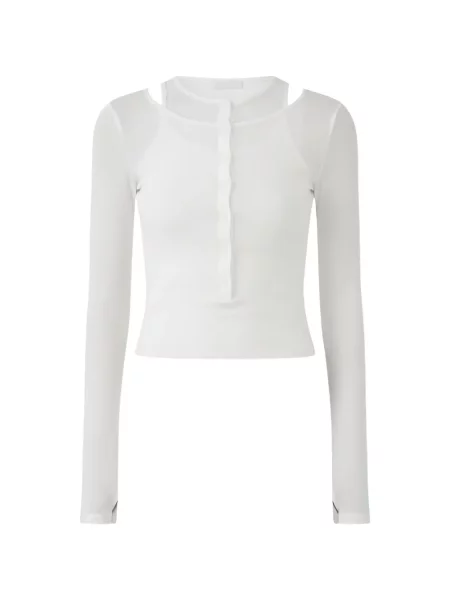 Top Eleh cu nervuri alb