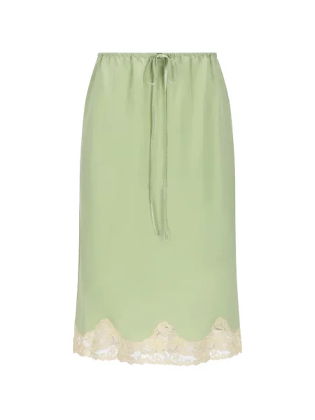 Garnitură de dantelă fustă midi Saint Laurent din dantelă până la genunchi verde