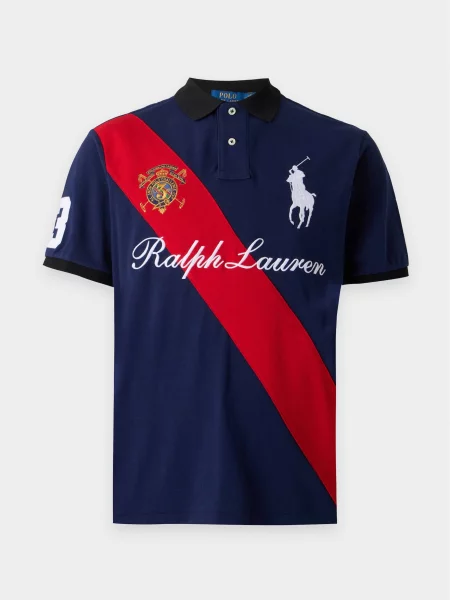 Polo Ralph Lauren Tricou bleumarin / roșu cireș / negru alb