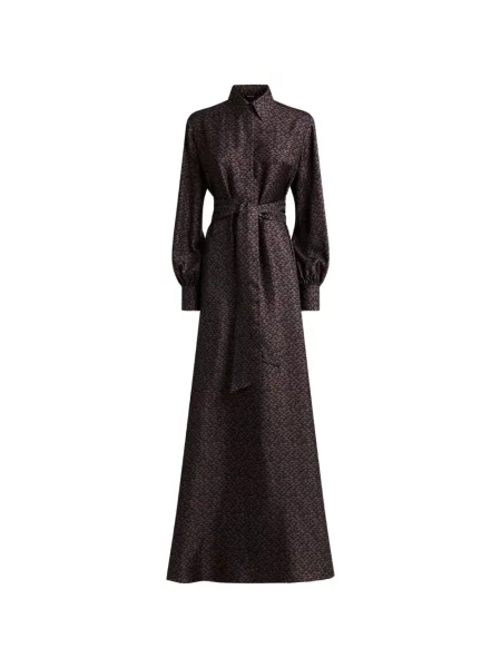 Rochie maxi Kiton cu imagine cu imprimeu geometric maro