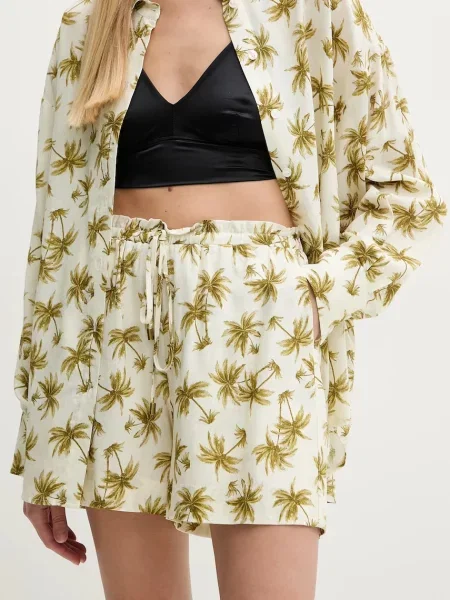 Twinset pantaloni scurți din amestec de in bej