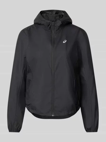 Kurtka z nadrukiem z logo i kapturem Asics czarna