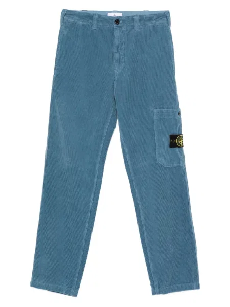 Pantaloni Stone Island de catifea cord cu strasuri albastru