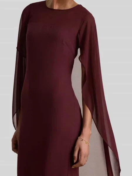 Lejąca sukienka wieczorowa z detalem peleryny Lauren Ralph Lauren