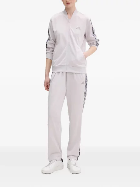 Pantaloni Adidas cu broderie cu dungi alergare negru