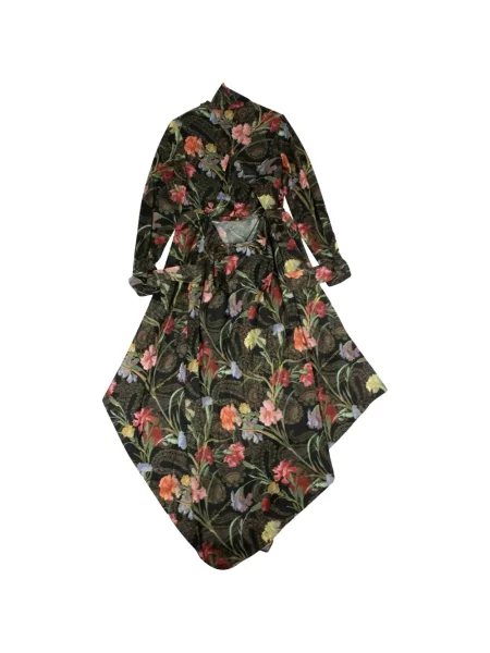 Rochie midi Off-white cu model floral cu imagine drapată alb