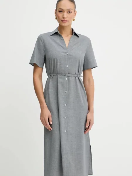 Volnena obleka BOSS siva