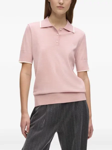 Μάλλινο polo Karl Lagerfeld ροζ