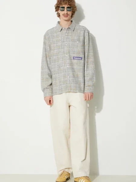 Πουκάμισο από μείγμα μαλλιού PLEASURES Periodic Work Shirt γκρι