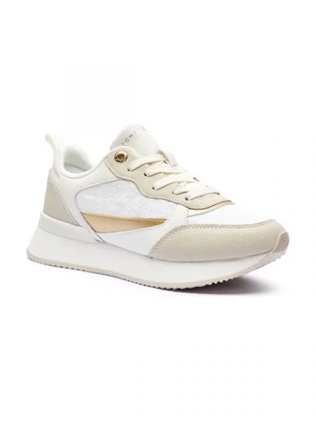 Tommy Hilfiger Bőr sneakers tornacipő bézs