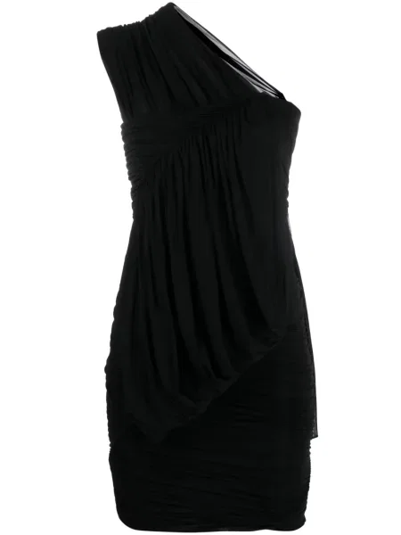 Rochie mini Rick Owens cu un umăr gol de costum negru