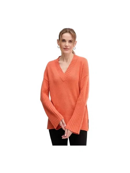 Sweter Benetton wełniany pomarańczowy