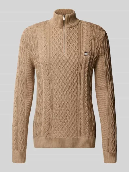 Sweter z dzianiny o kroju regular fit z czystej bawełny Tommy Jeans beżowy