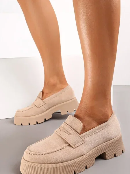 Mocasini Misal cu talpă groasă bej