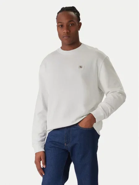 Bluza o kroju regular fit z naszywką z logo model ‘Terry’ Calvin Klein Jeans biała