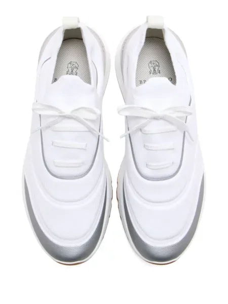 Sneakerși Brunello Cucinelli tricotate alb