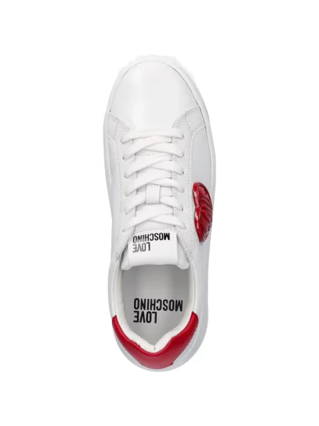 Маратонки Love Moschino с връзки с дантела със сърца бяло
