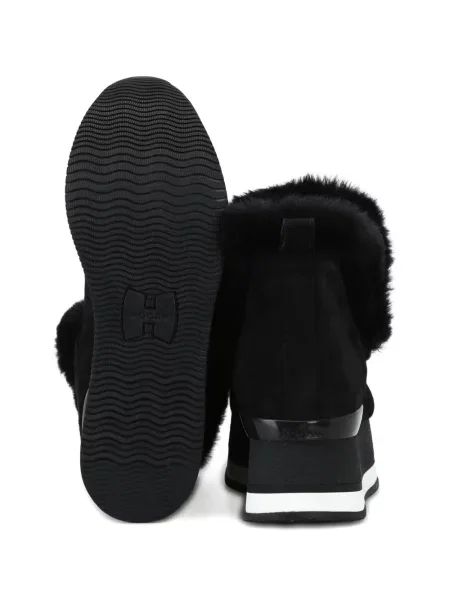 Blană botine Hogan cu platformă negru
