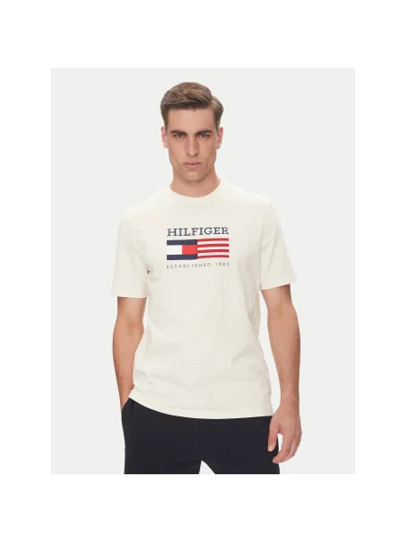 Tommy Hilfiger Póló American Monotype Ekru Regular Fit