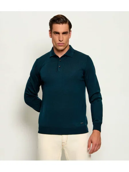 Tricou polo Tombolini de lână verde