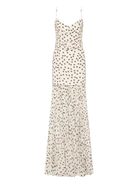 Rochie maxi Rebecca Vallance cu buline plisată de costum alb