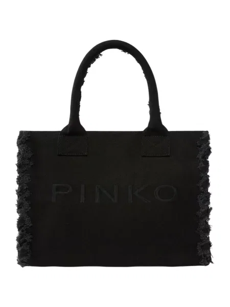 Geantă shopper Pinko din canvas negru