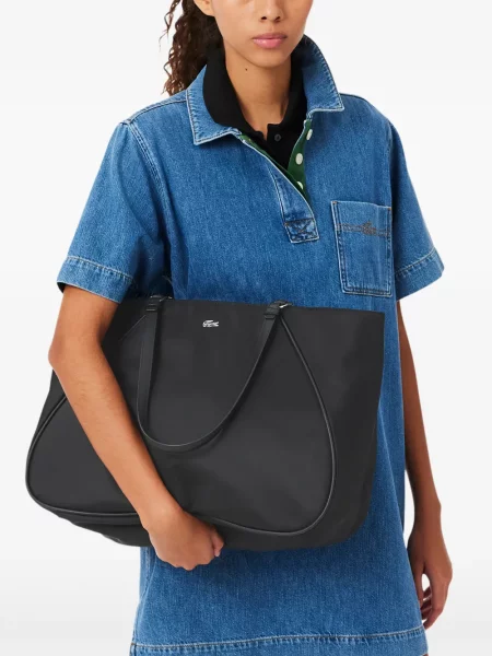 Top Lacoste cu autograf negru