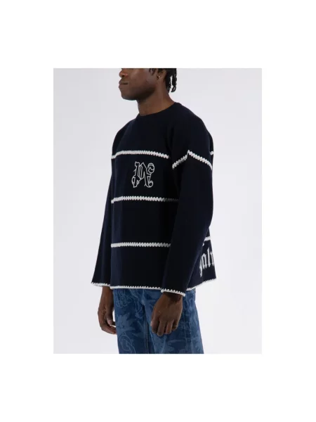 Sweter Palm Angels wełniany w paski niebieski