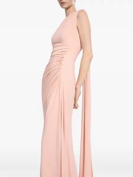 Rochie maxi Elie Saab drapată cu un umăr gol roz