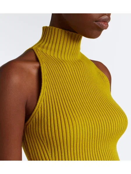 Top Alaïa de lână cu gât halter verde