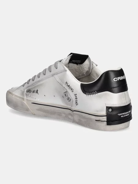 Sneakerși Crime London din piele zdrențuiți alb