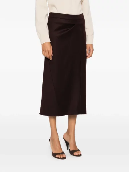 Fustă midi Victoria Beckham de lână roșu
